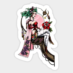 Terra from Final Fantasy 6 (FFVI) in American Traditional Tattoo Portrait Style Sticker